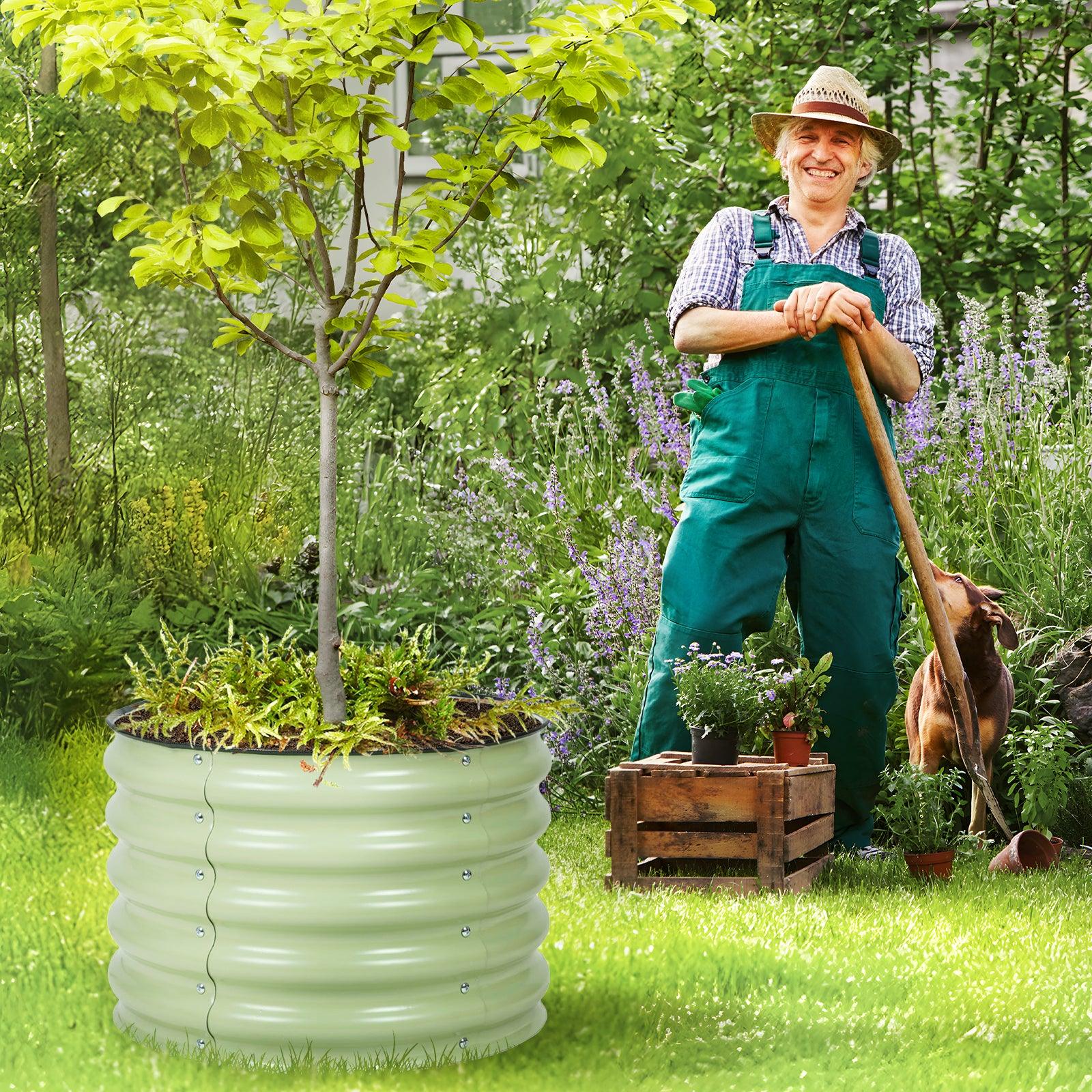 16.7_Tall_Aluzinc_Metal_Raised_Garden_Bed_24_Round_-_Outdoor_Garden_Planter_Box-1