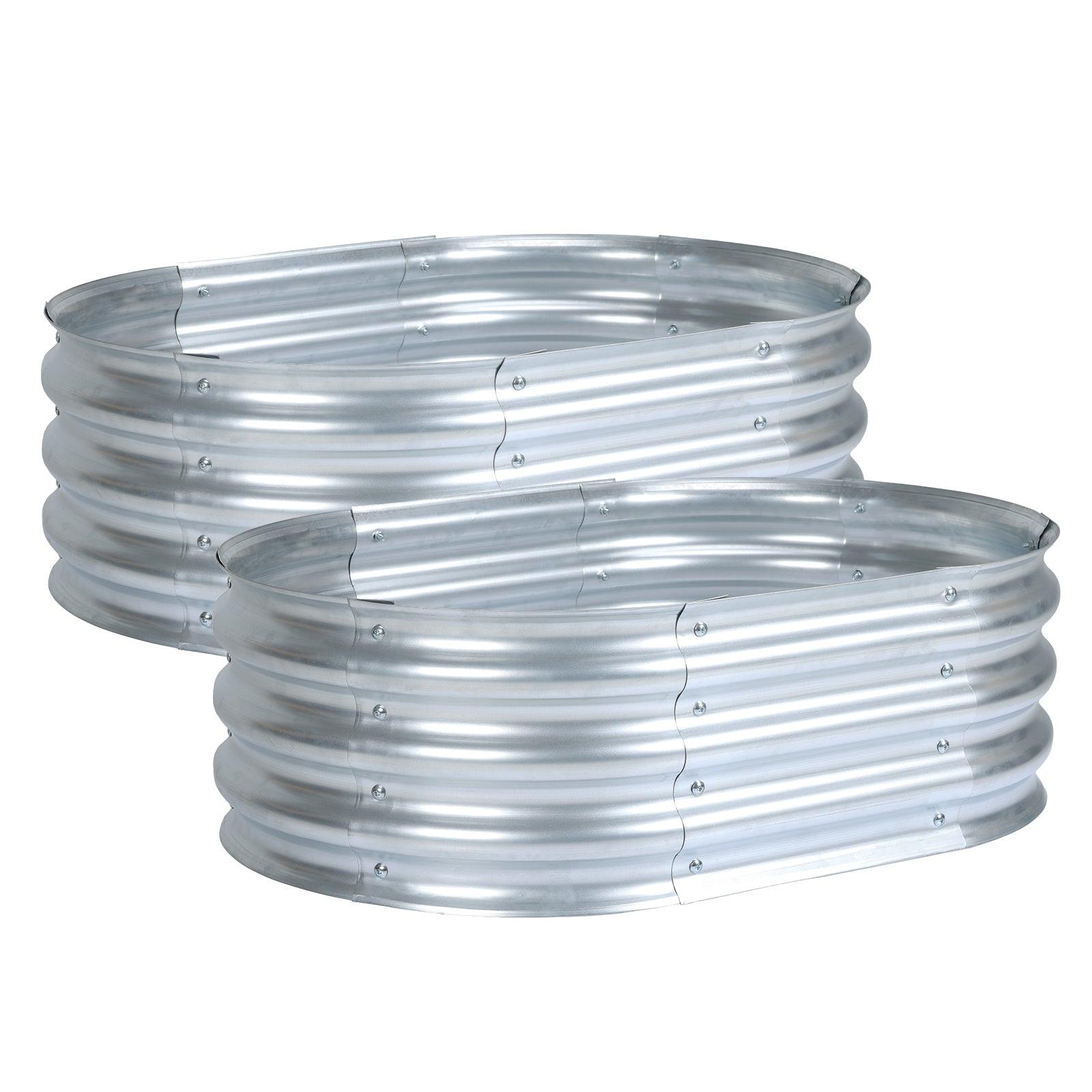 35_L_x24_W_x12_H_inch_Galvanized_Raised_Garden_Bed_Kit_2Pcs_Outdoor_Garden_Planter_Oval_Large_Boxes_for_Vegetables_Flowers_Herbs_-_Silver_-2