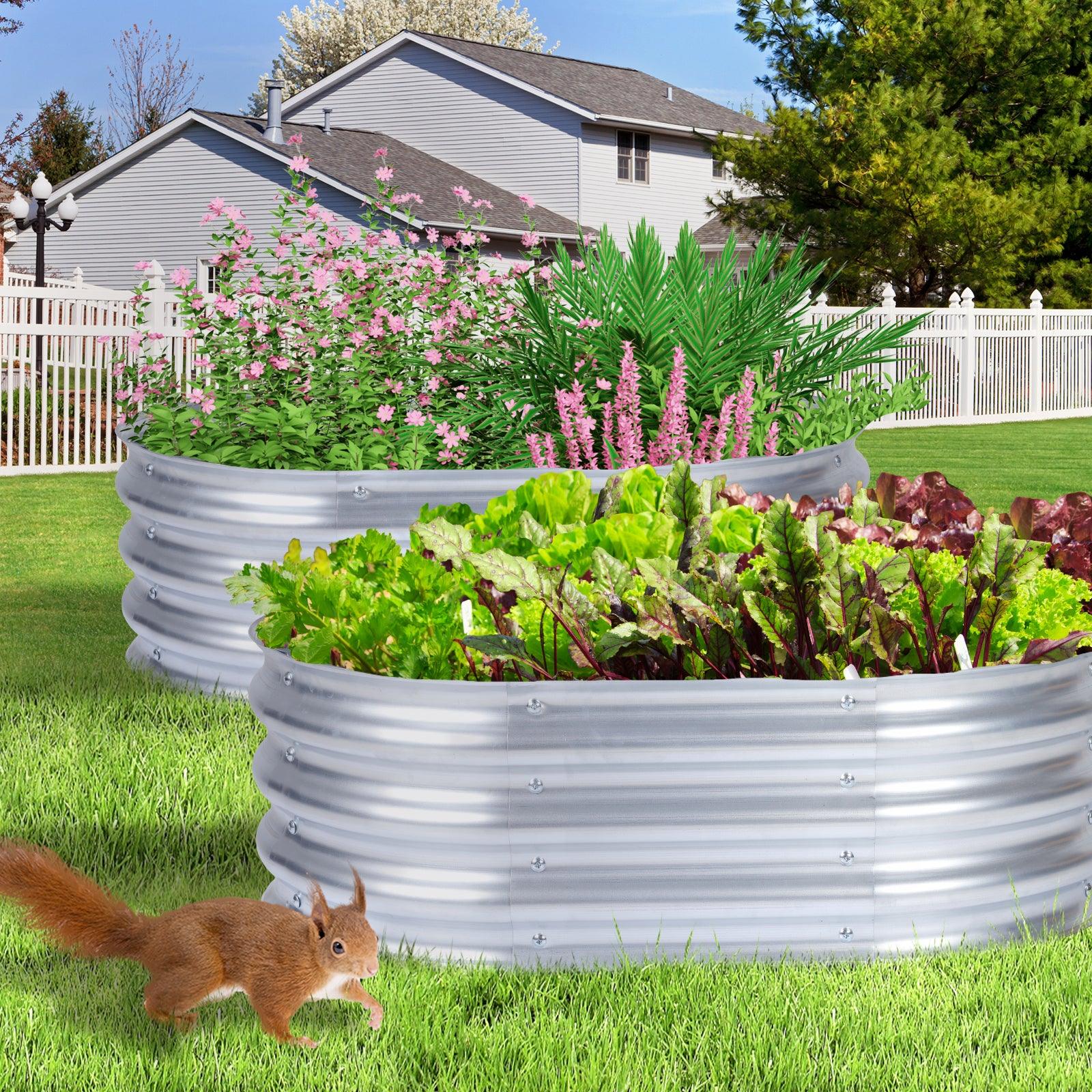35_L_x24_W_x12_H_inch_Galvanized_Raised_Garden_Bed_Kit_2Pcs_Outdoor_Garden_Planter_Oval_Large_Boxes_for_Vegetables_Flowers_Herbs_-_Silver_-4