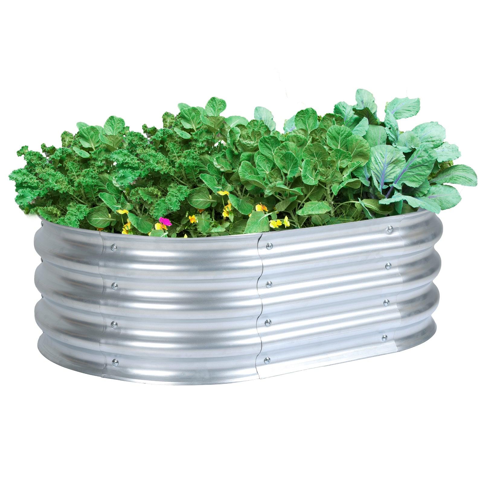 35_L_x24_W_x12_H_inch_Galvanized_Raised_Garden_Bed_Kit_Outdoor_Garden_Planter_Oval_Large_Boxes_for_Vegetables_Flowers_Herbs_-_Silver-2