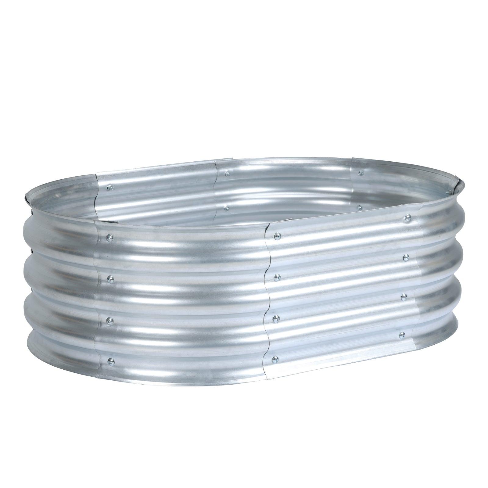 35_L_x24_W_x12_H_inch_Galvanized_Raised_Garden_Bed_Kit_Outdoor_Garden_Planter_Oval_Large_Boxes_for_Vegetables_Flowers_Herbs_-_Silver_-3