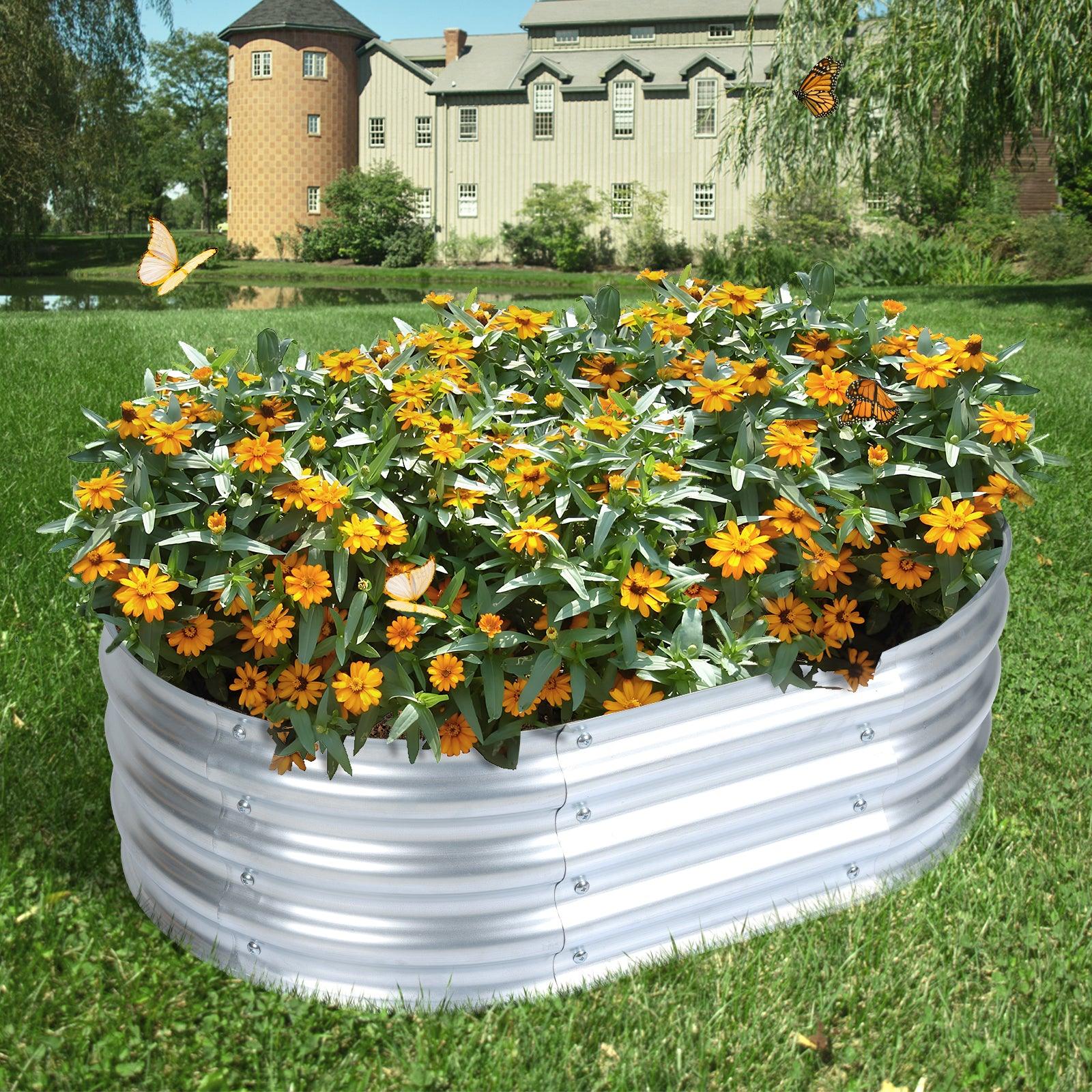 35_L_x24_W_x12_H_inch_Galvanized_Raised_Garden_Bed_Kit_Outdoor_Garden_Planter_Oval_Large_Boxes_for_Vegetables_Flowers_Herbs_-_Silver_-4