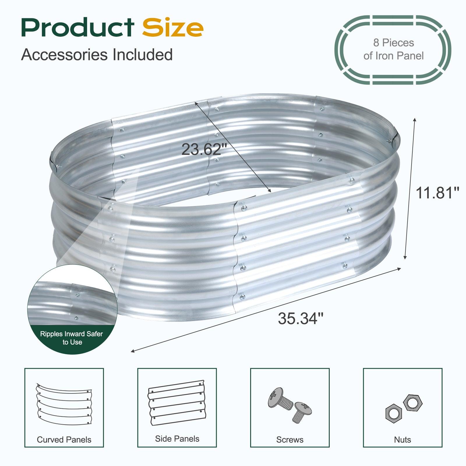35_L_x24_W_x12_H_inch_Galvanized_Raised_Garden_Bed_Kit_Outdoor_Garden_Planter_Oval_Large_Boxes_for_Vegetables_Flowers_Herbs_-_Silver_-5