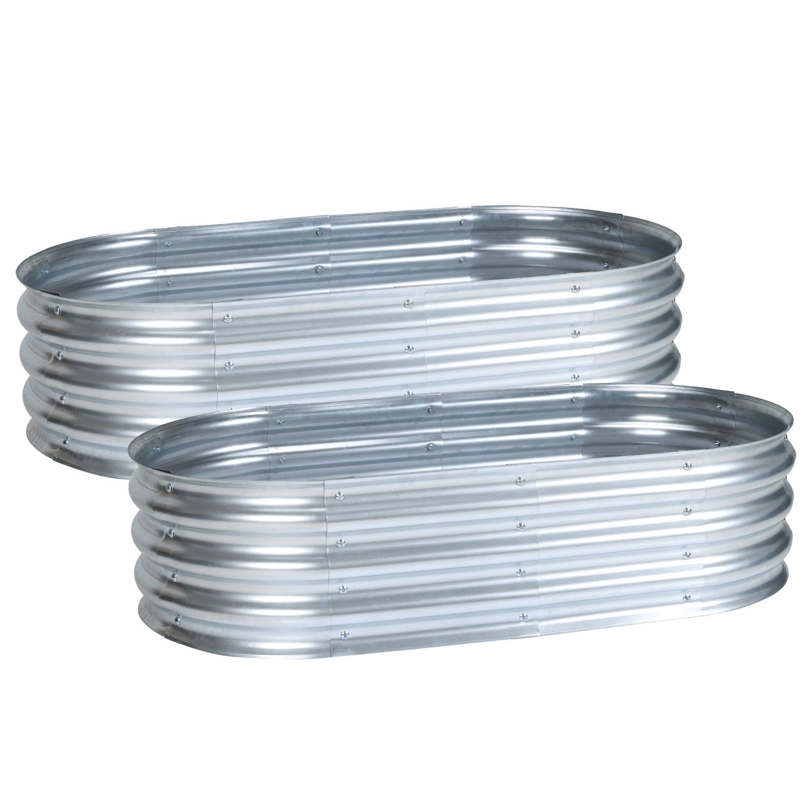 47_L_x24_W_x12_H_inch_Galvanized_Raised_Garden_Bed_Kit_2Pcs_Outdoor_Garden_Planter_Oval_Large_Boxes_for_Vegetables_Flowers_Herbs_-_Silver-2