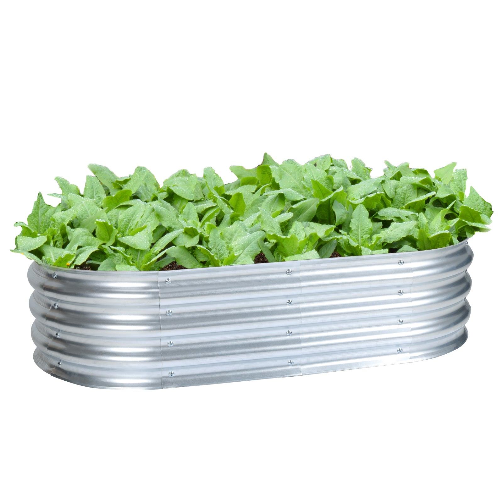 47_L_x24_W_x12_H_inch_Galvanized_Raised_Garden_Bed_Kit_Outdoor_Garden_Planter_Oval_Large_Boxes_for_Vegetables_Flowers_Herbs_-_Silver-2