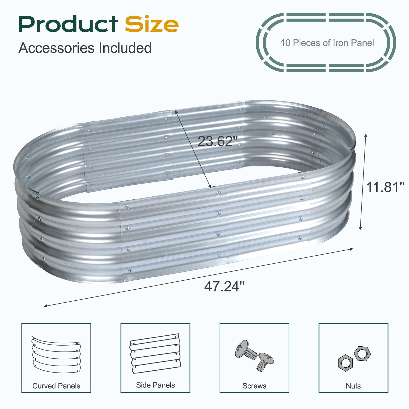 47_L_x24_W_x12_H_inch_Galvanized_Raised_Garden_Bed_Kit_Outdoor_Garden_Planter_Oval_Large_Boxes_for_Vegetables_Flowers_Herbs_-_Silver_-5