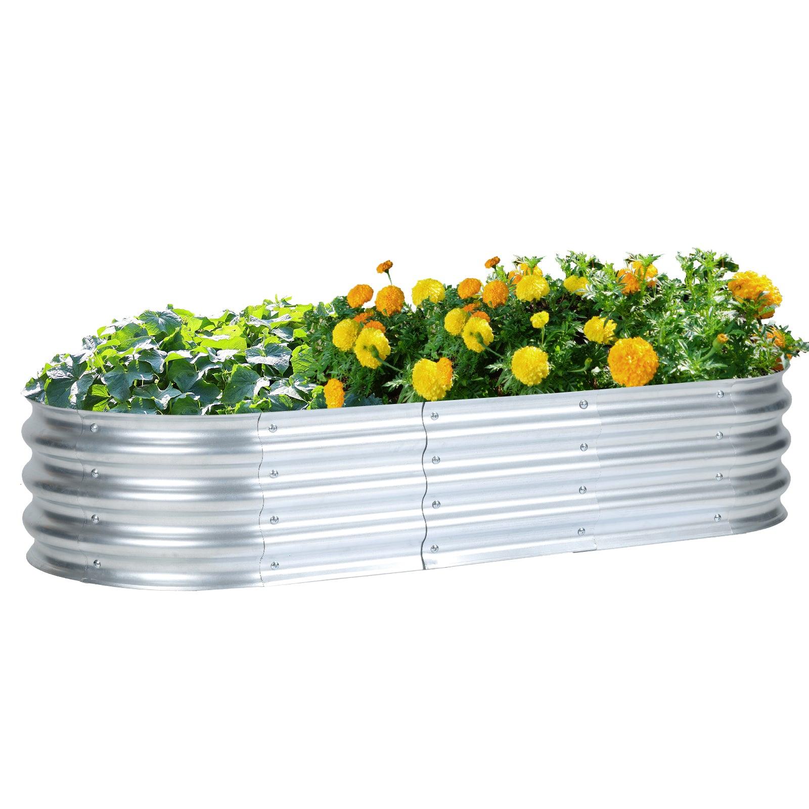 59_L_x24_W_x12_H_inch_Galvanized_Raised_Garden_Bed_Kit_Outdoor_Garden_Planter_Oval_Large_Boxes_for_Vegetables_Flowers_Herbs_-_Silver-2