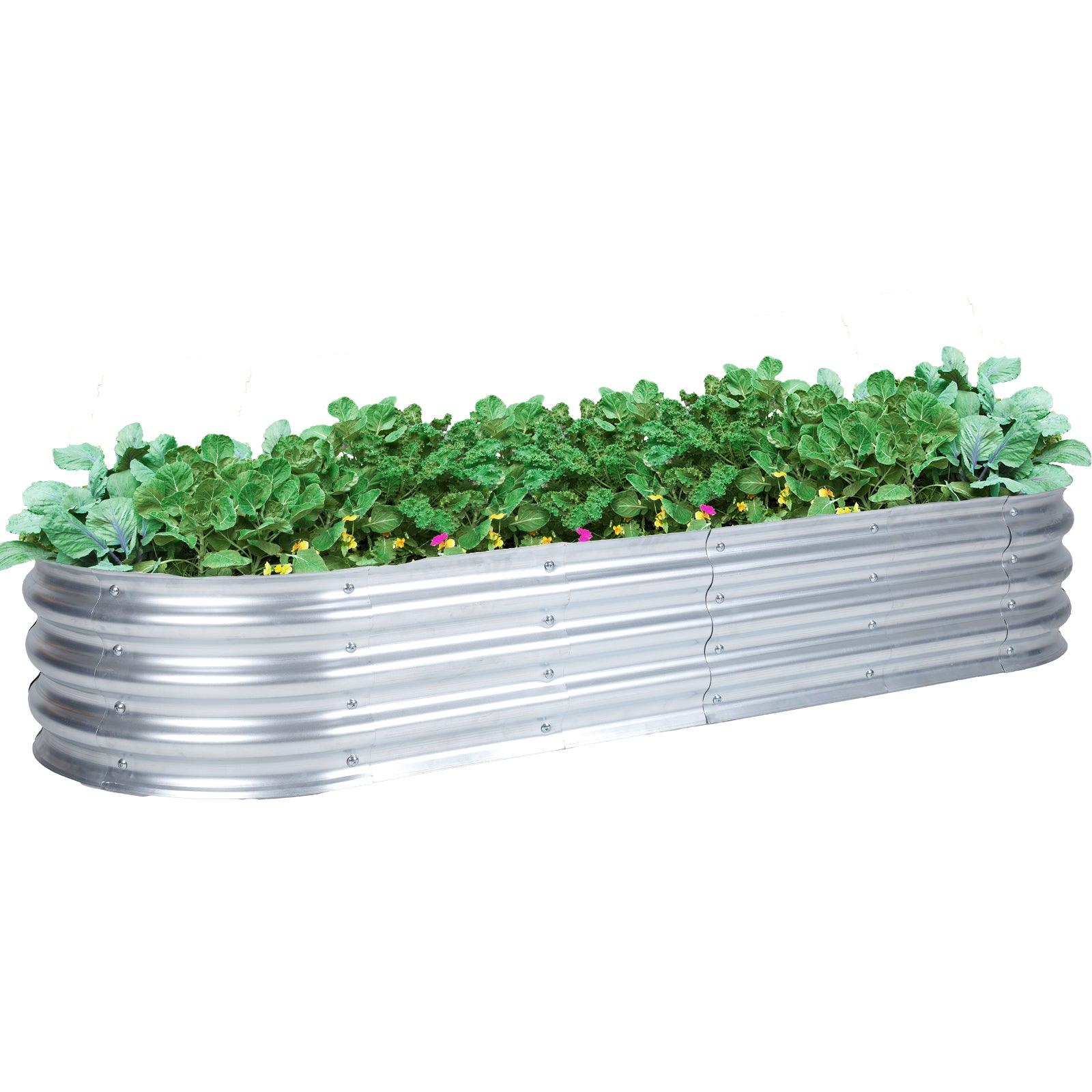 71_L_x24_W_x12_H_inch_Galvanized_Raised_Garden_Bed_Kit_Outdoor_Garden_Planter_Oval_Large_Boxes_for_Vegetables_Flowers_Herbs_-_Silver_-2